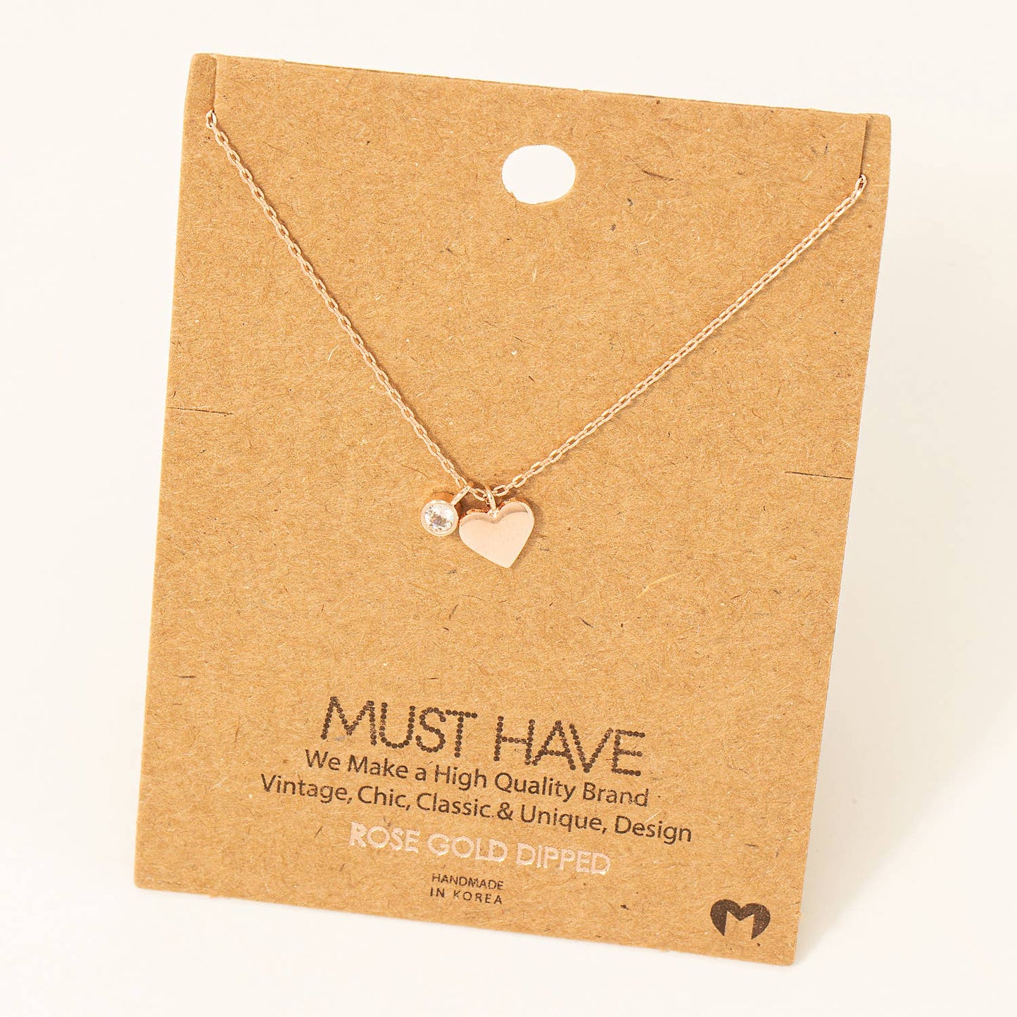 Gold Dipped Heart And Stud Charm Necklace