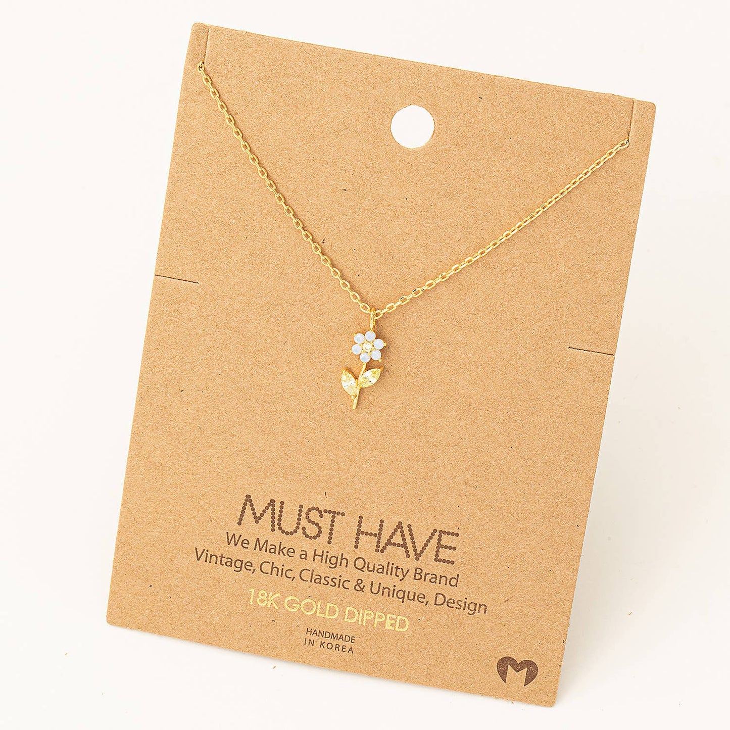 Rhinestone Flower Charm Necklace