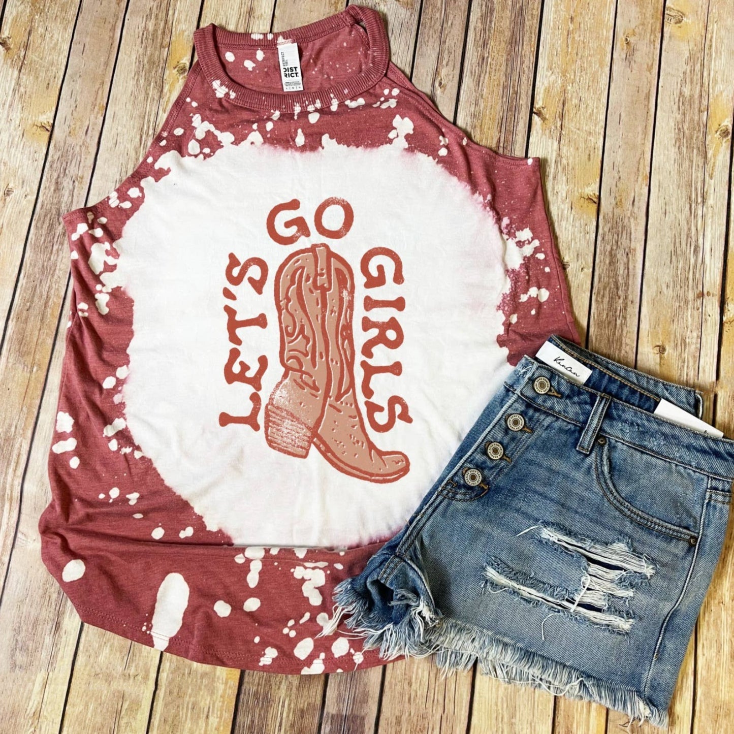 Let's Go Girls Rocker Tank Bleached