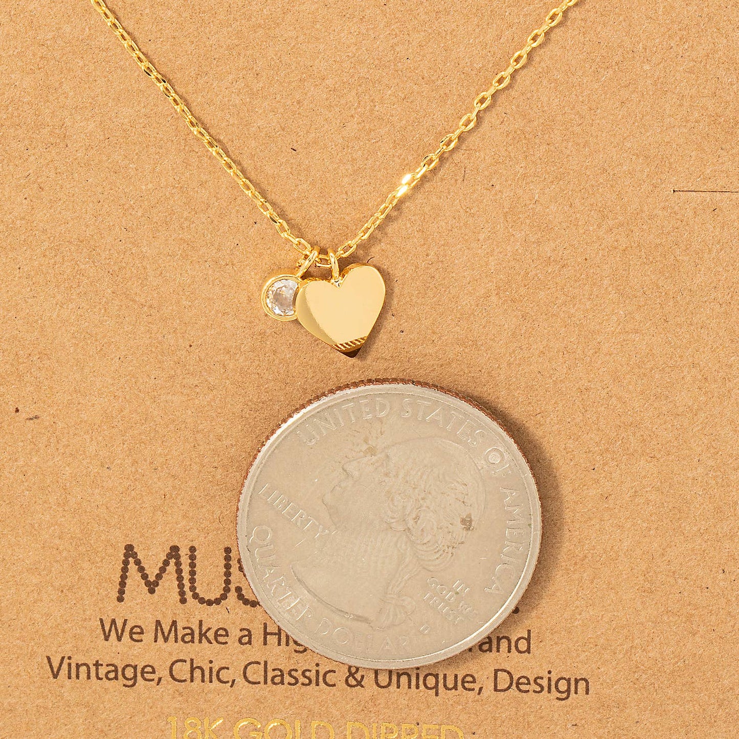 Gold Dipped Heart And Stud Charm Necklace