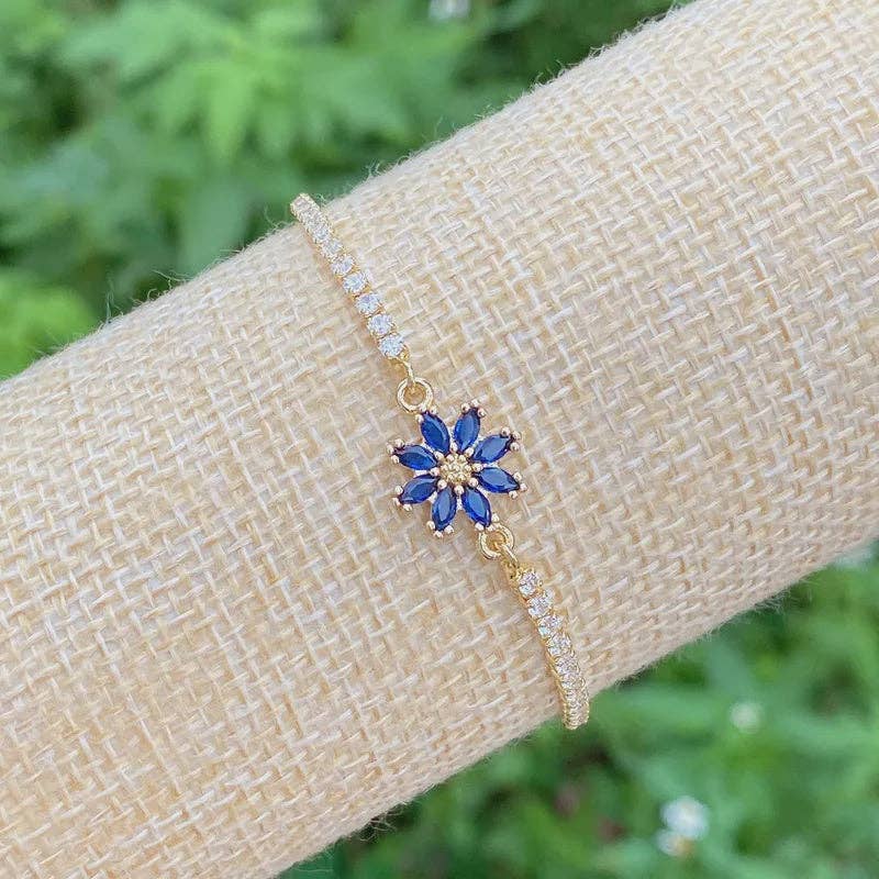 Navy Flower Bracelet